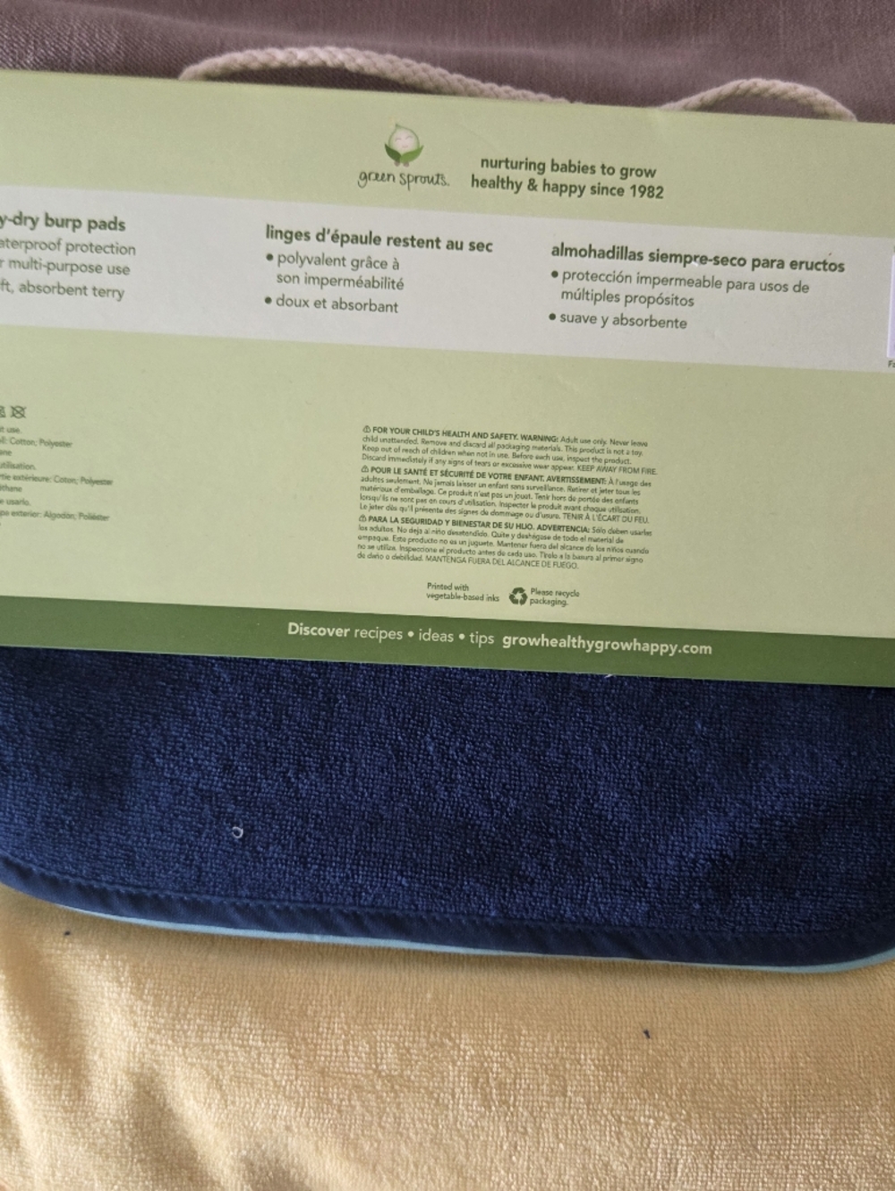 Green Sprouts NEW Stay-Dry Burp Pads - Navy & Multi Color Set - Picture 4 of 5